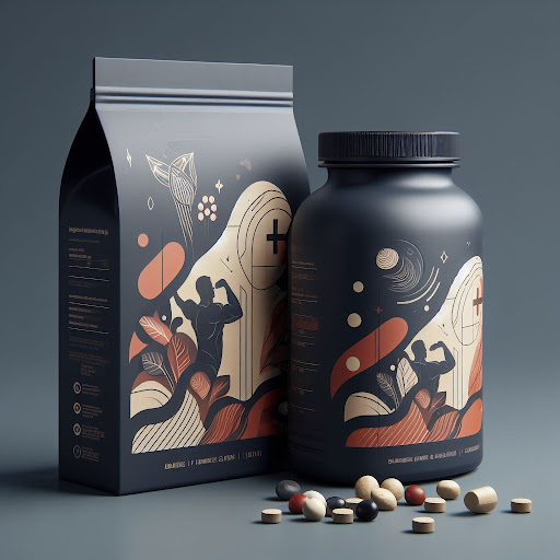 Fitness themed supplement protein packaging